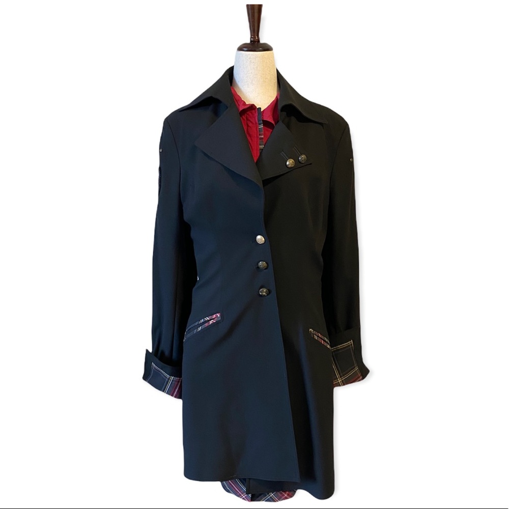 IKiTo Black and Plaid Coat